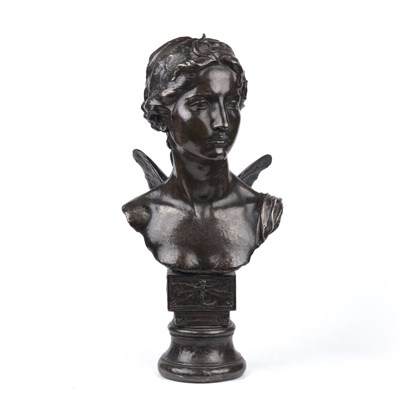 Lot 52 - An early 20th century bronzed steel head and...