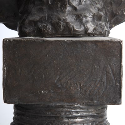 Lot 52 - An early 20th century bronzed steel head and...