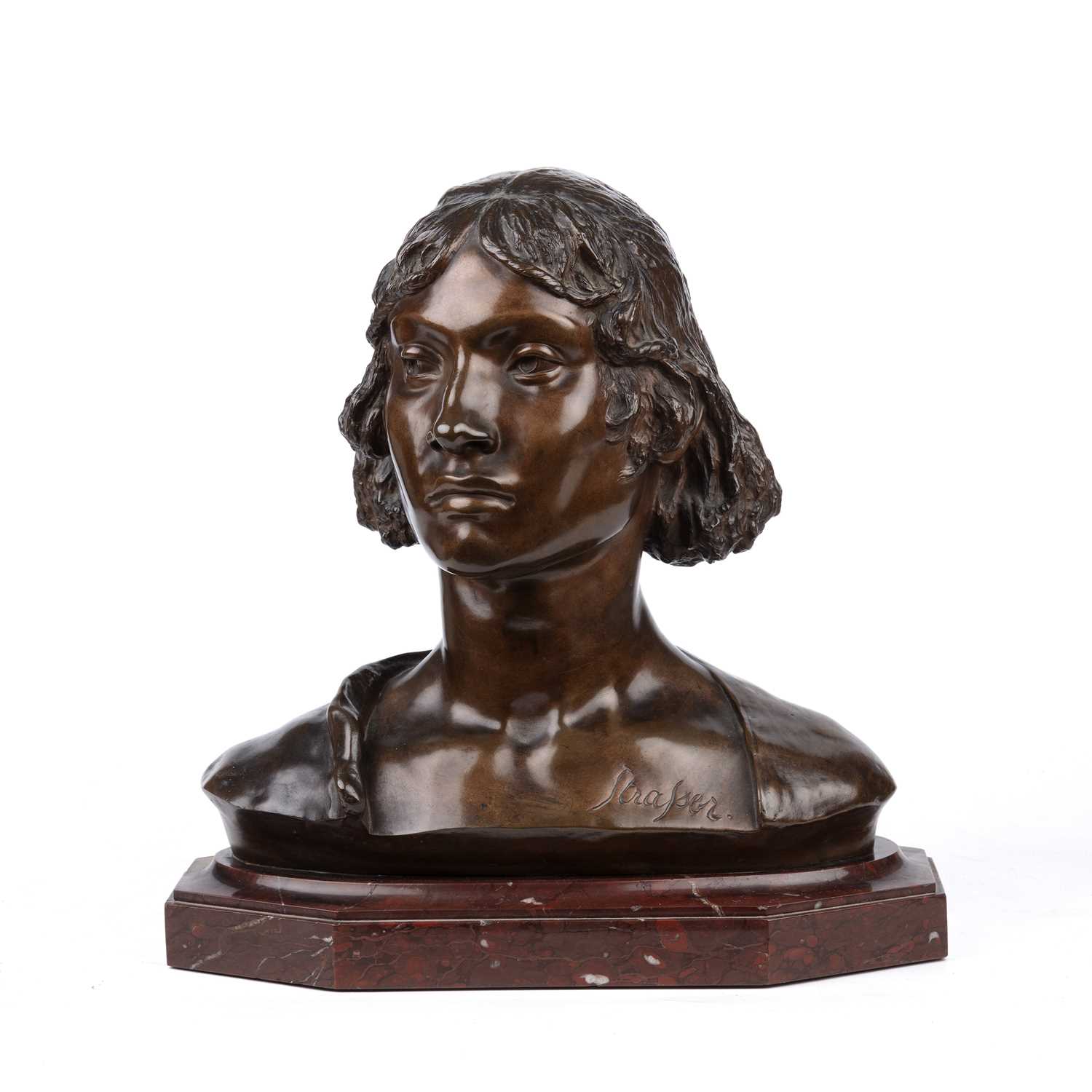 Lot 53 - A late 19th century bronze female head and...