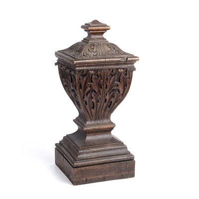 Lot 55 - A 19th century carved oak element of urn form...