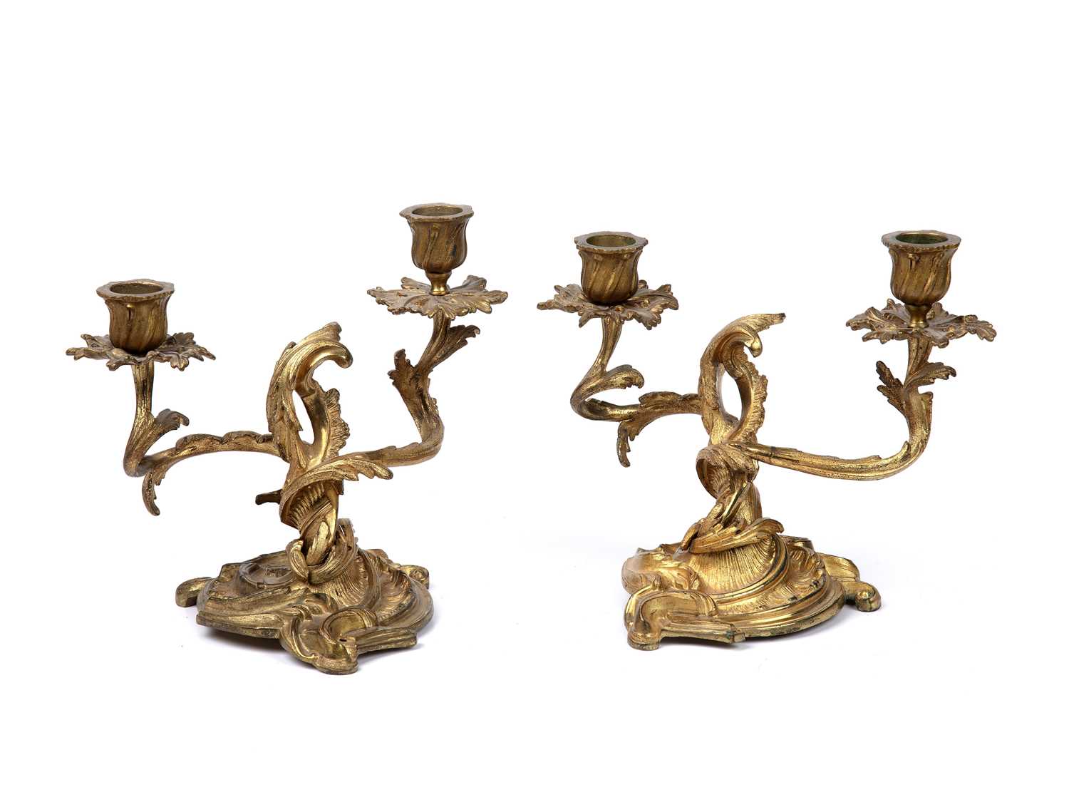 Lot 58 - A pair of 19th century French gilt metal twin...