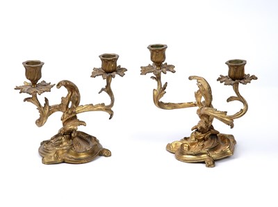Lot 58 - A pair of 19th century French gilt metal twin...
