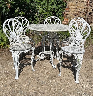 Lot 1341 - A suite of late 20th century white painted aluminium garden furniture