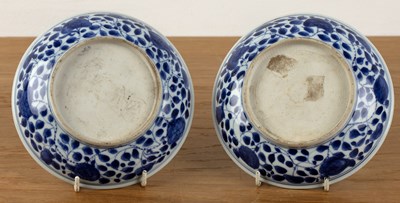 Lot 26 - Pair of blue and white ‘lotus bouquet’ dishes...