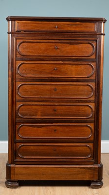 Lot 437 - An early 20th century French rosewood tall chest of drawers
