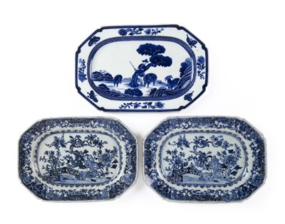 Lot 30 - Three blue and white tureen stands Chinese,...