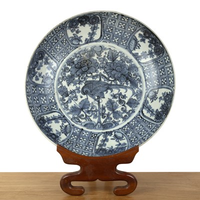 Lot 35 - Large 'Swatow' blue and white charger...