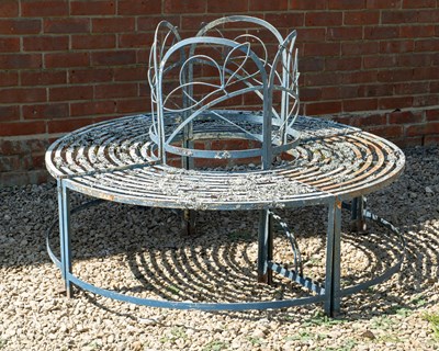 Lot 1416 - A20th century French blue painted iron tree seat