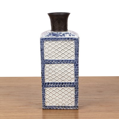 Lot 50 - Square form slightly tapering blue and white...