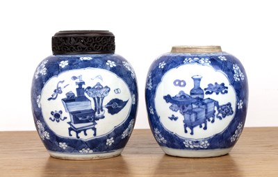 Lot 43 - Pair of blue and white ginger jars Chinese,...
