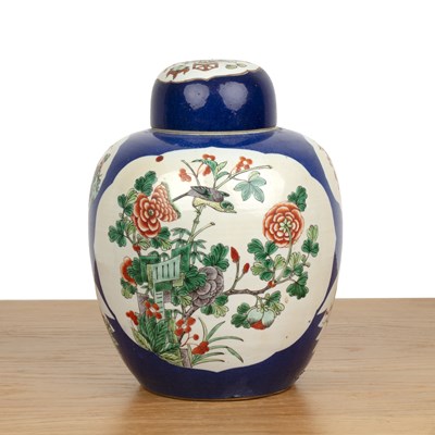 Lot 45 - Large navy blue ginger jar and cover Chinese,...
