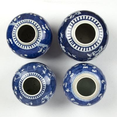 Lot 46 - Four large blue and white ginger jars Chinese,...