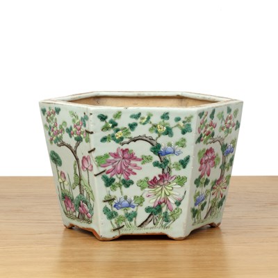 Lot 142 - Hexagonal famille rose jardiniere Chinese each...