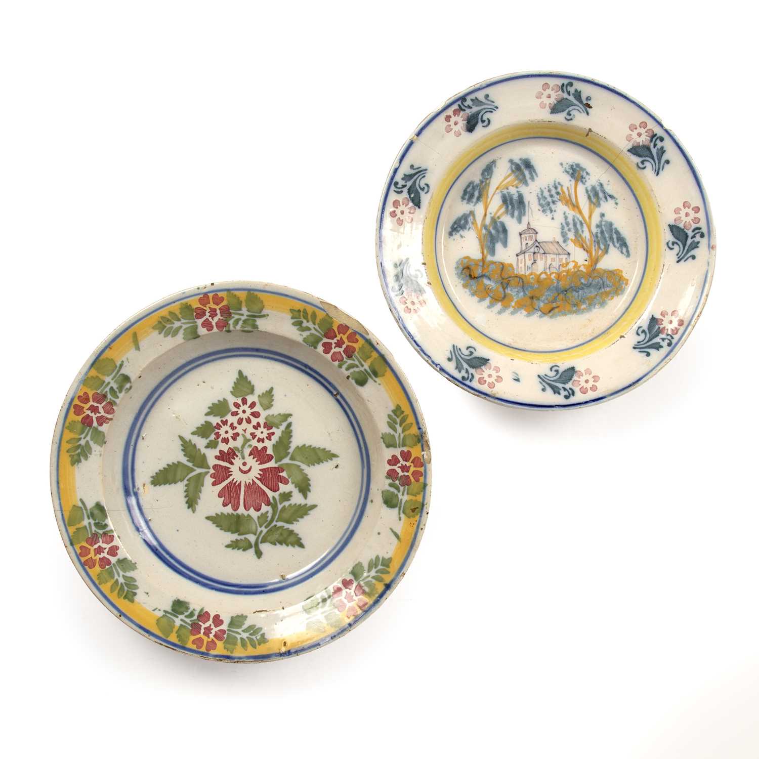 Lot 301 - Faience French, 18th Century, two polychrome...