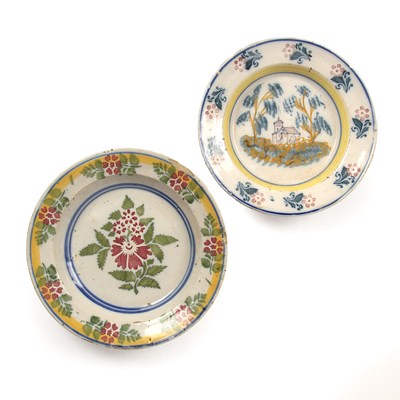 Lot 301 - Faience French, 18th Century, two polychrome...