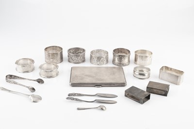 Lot 540 - A collection of silver, comprising a cigarette...