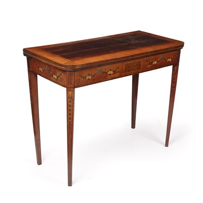 Lot 132 - A George III painted fold over card table with...