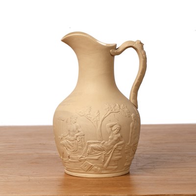 Lot 353 - In the manner of Wedgwood Cane ware type jug,...