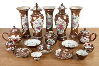 Lot 100 - Group of cafe au lait and famille rose...