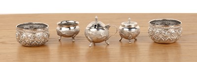 Lot 166 - Two small silver metal thabiek bowls Burmese...