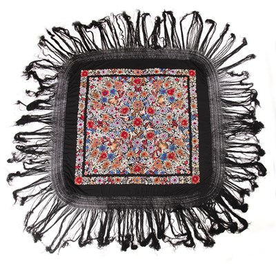 Lot 202 - Two silk-embroidered shawls Chinese, circa...