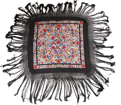 Lot 202 - Two silk-embroidered shawls Chinese, circa...