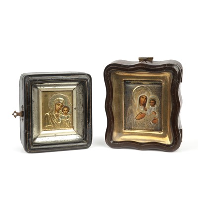 Lot 189 - Two small late 19th century icons in glazed...