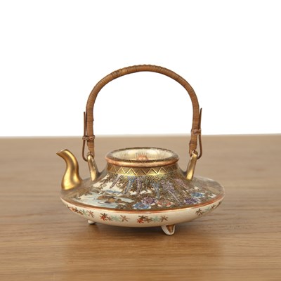 Lot 472 - Satsuma flattened form teapot Japanese, Meiji...