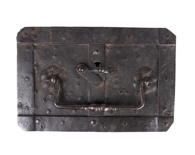 Lot 101 - An early 17th century German iron strong box...