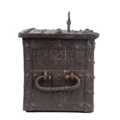 Lot 102 - An early 17th century German iron strong box...