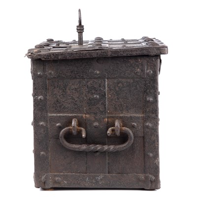Lot 102 - An early 17th century German iron strong box...