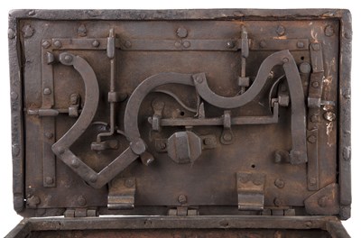 Lot 102 - An early 17th century German iron strong box...