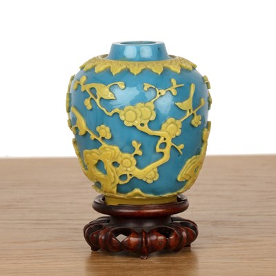 Lot 403 - Peking green glass jar Chinese ginger jar, on...