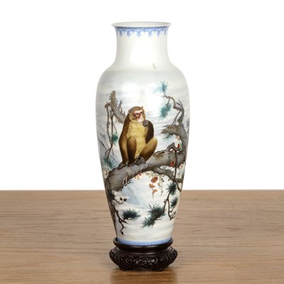 Lot 395 - Famille rose 'monkey' vase Chinese, 20th...