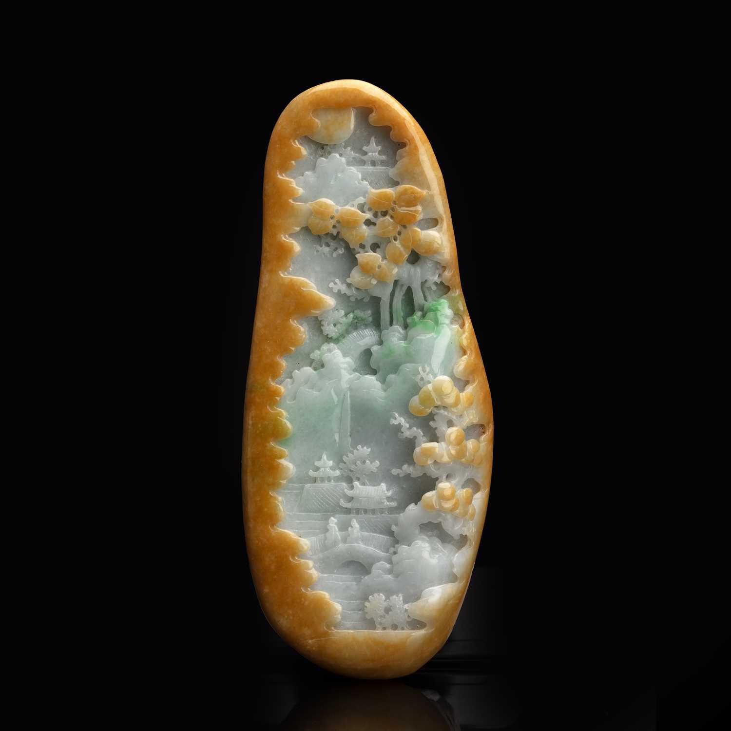 Lot 197 - Jade pale green and brown boulder Chinese, mid-...