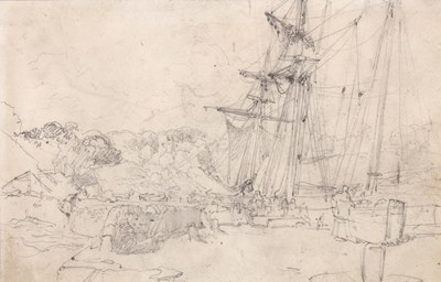 Lot 60 - Attributed to Samuel Bough (1822-1878) Harbour...