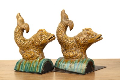 Lot 453 - Pair of Tang-style roof tiles Chinese, 19th...