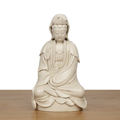 Lot 242 - Blanc-de-Chine figure of Guanyin Chinese,...