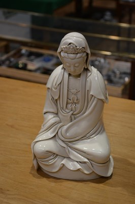 Lot 242 - Blanc-de-Chine figure of Guanyin Chinese,...