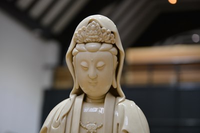 Lot 242 - Blanc-de-Chine figure of Guanyin Chinese,...