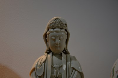 Lot 242 - Blanc-de-Chine figure of Guanyin Chinese,...