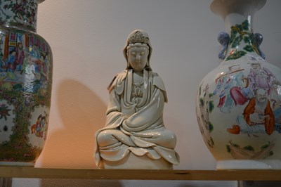 Lot 242 - Blanc-de-Chine figure of Guanyin Chinese,...