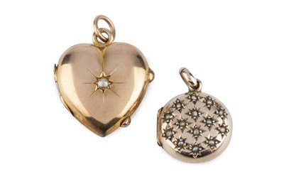 Lot 24 - Two half pearl set locket pendants, the first...