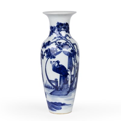 Lot 167 - A Chinese blue and white vase decorated with...