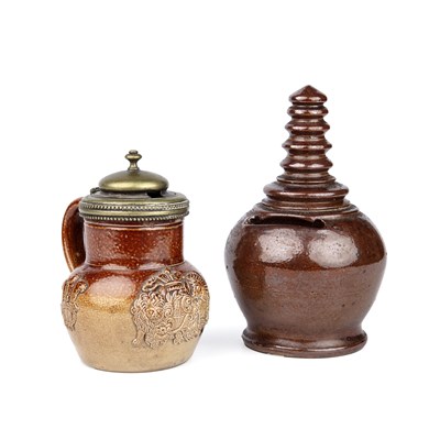 Lot 166 - A rare salt glazed stoneware mustard pot with...