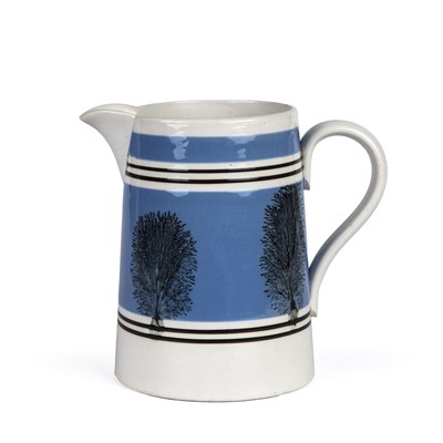 Lot 174 - A 19th century Staffordshire mocha jug with a...