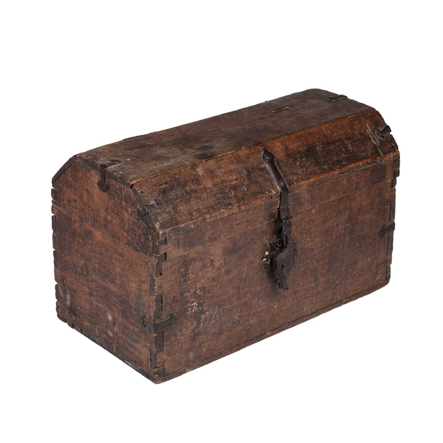 Lot 121 - An 18th century continental oak alms chest...