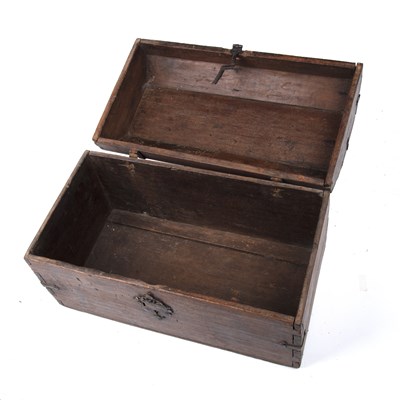 Lot 121 - An 18th century continental oak alms chest...