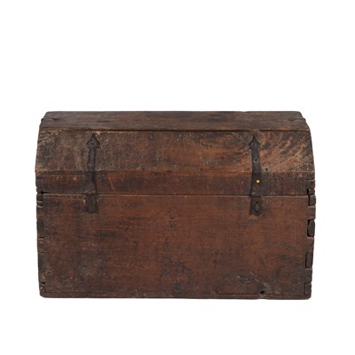 Lot 121 - An 18th century continental oak alms chest...