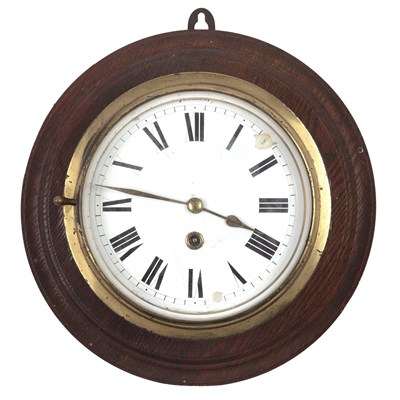Lot 143 - A late 19th century brass ships clock, the...